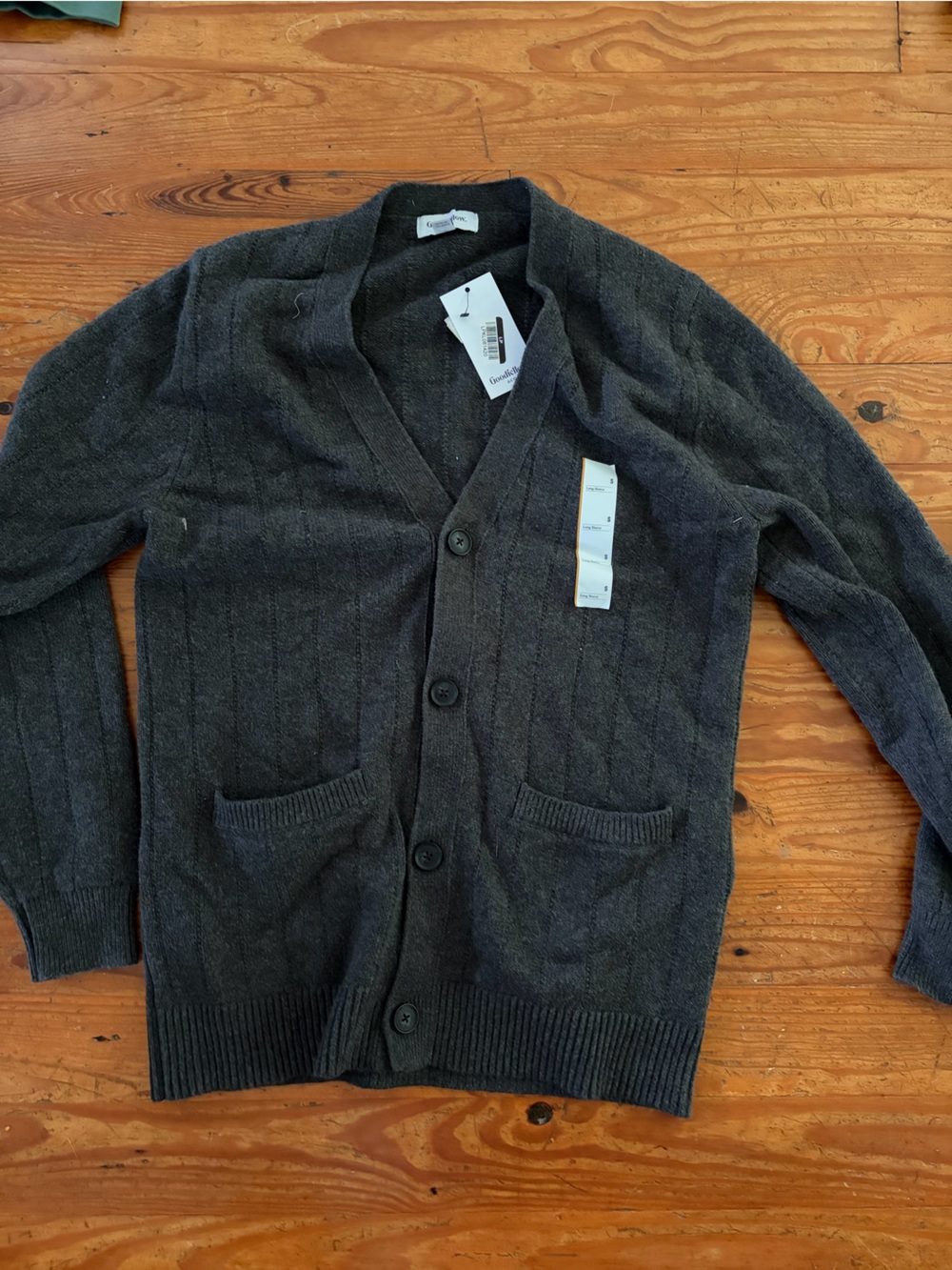 Charcoal Button-Front Cardigan Sweater